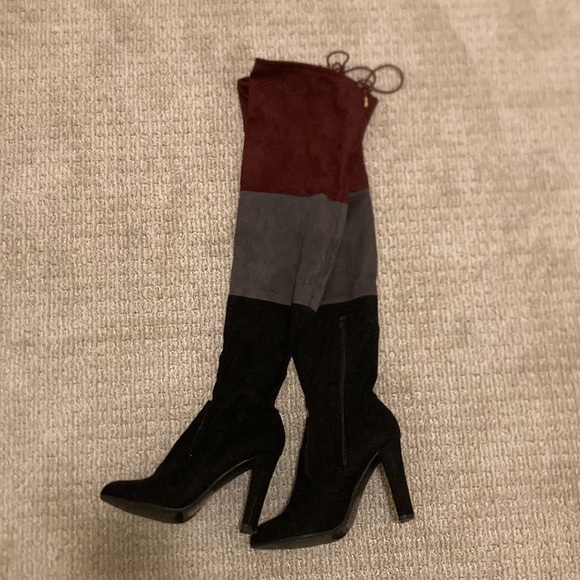 VOKI Shoes - VOKI Suede Multi-Color Chunky Heel Boots